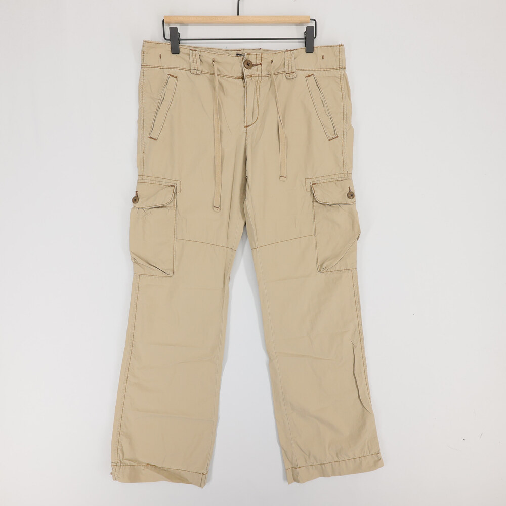 Polo Jeans Co Ralph Lauren Cargo Pants Womens 8 Beige Drawstring Paratrooper Y2K